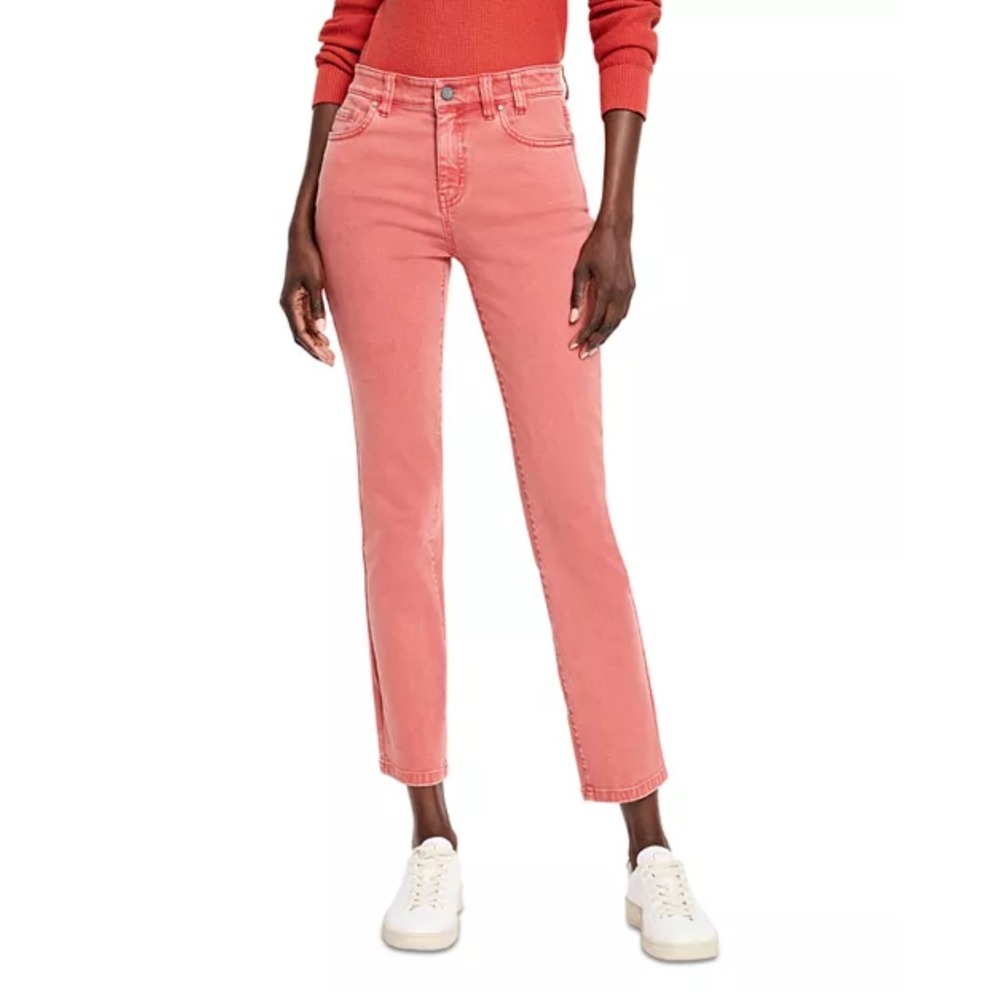 NIC+ZOE Denim TLC Mid Rise Straight‎ Jeans Tandoori Coral Size 33